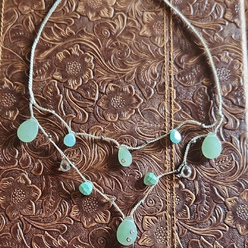 Silpada Green Necklace with Intricate Metalwork